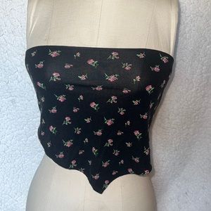 Black floral tube top Size M Forever 21